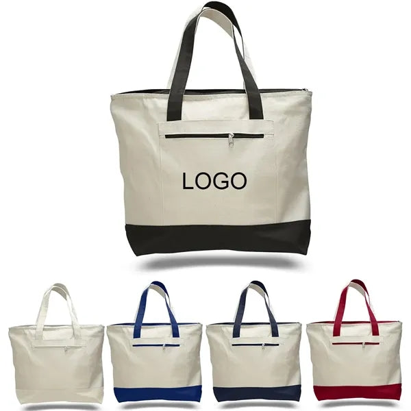 Cotton Canvas Zippered Boat Tote Bag