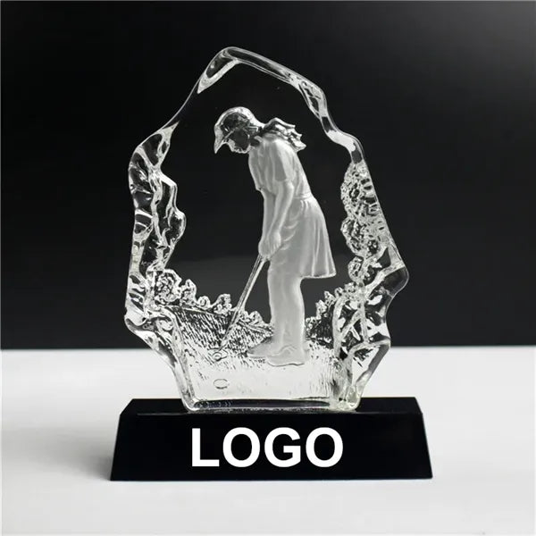 Crystal Golf Player Trophy