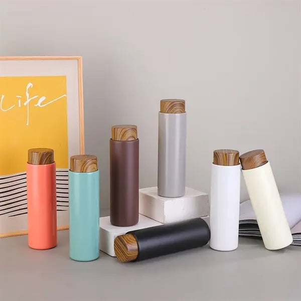 400ml Stainless Steel Water Bottle with Bamboo Lid