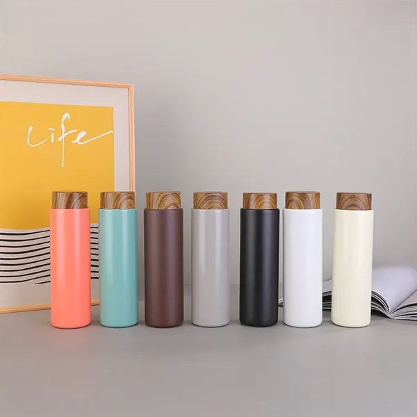400ml Stainless Steel Water Bottle with Bamboo Lid