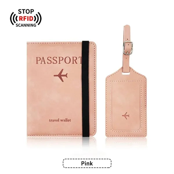 PU Anti-Magnetic Passport Holder And Luggage Tag Set