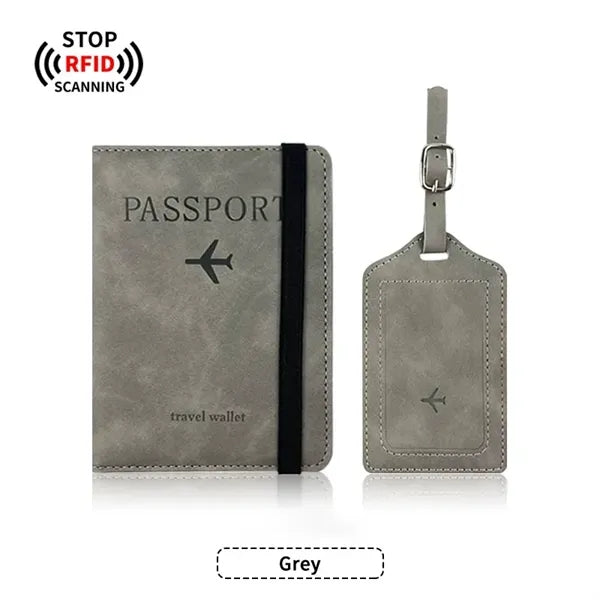 PU Anti-Magnetic Passport Holder And Luggage Tag Set