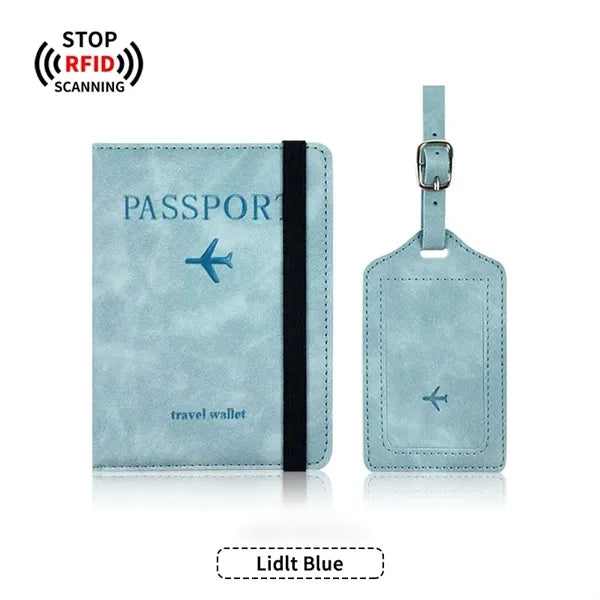 PU Anti-Magnetic Passport Holder And Luggage Tag Set