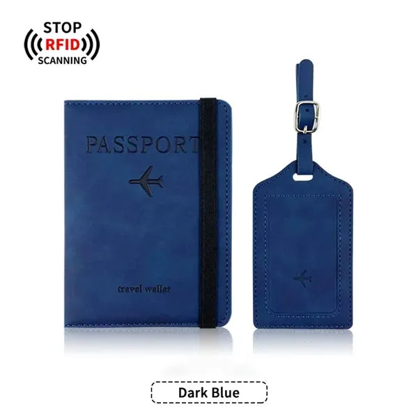 PU Anti-Magnetic Passport Holder And Luggage Tag Set