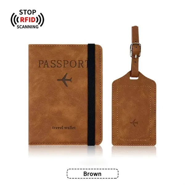 PU Anti-Magnetic Passport Holder And Luggage Tag Set