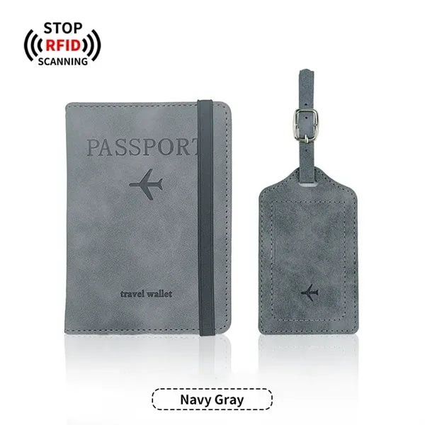 PU Anti-Magnetic Passport Holder And Luggage Tag Set