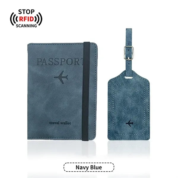 PU Anti-Magnetic Passport Holder And Luggage Tag Set