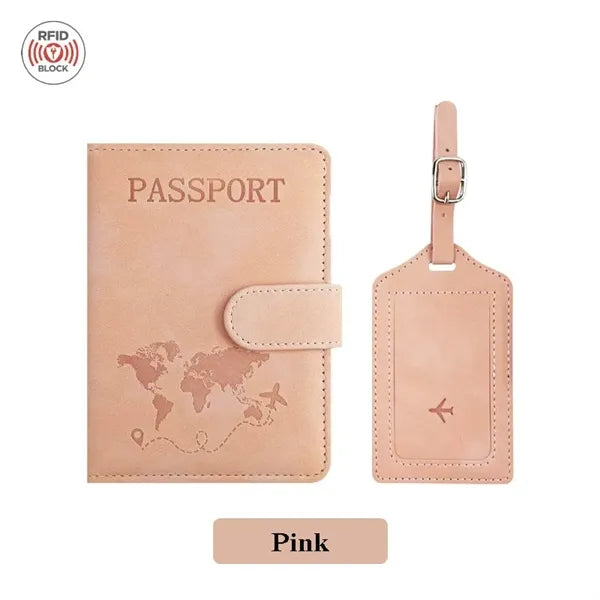 PU Anti-Magnetic Passport Holder And Luggage Tag Set