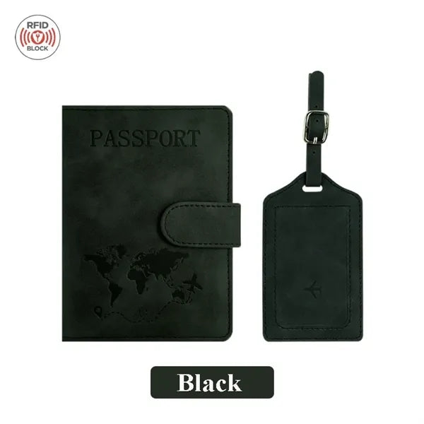 PU Anti-Magnetic Passport Holder And Luggage Tag Set