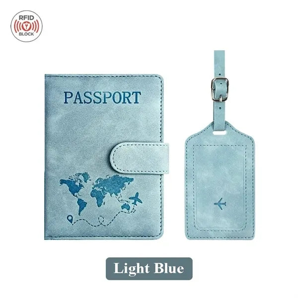 PU Anti-Magnetic Passport Holder And Luggage Tag Set