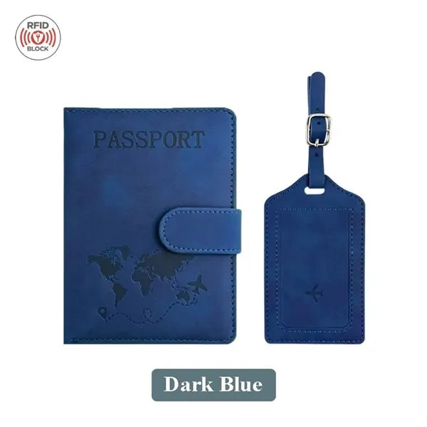 PU Anti-Magnetic Passport Holder And Luggage Tag Set