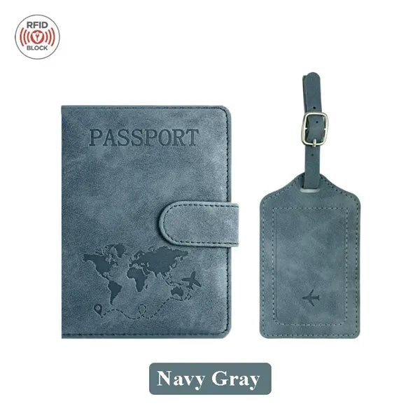 PU Anti-Magnetic Passport Holder And Luggage Tag Set