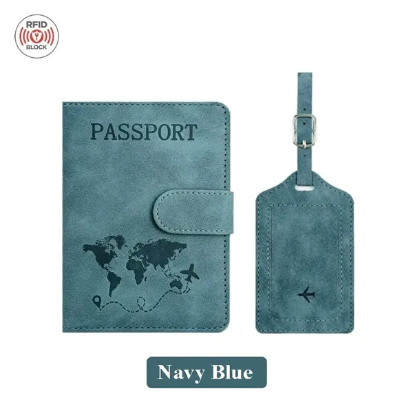 PU Anti-Magnetic Passport Holder And Luggage Tag Set