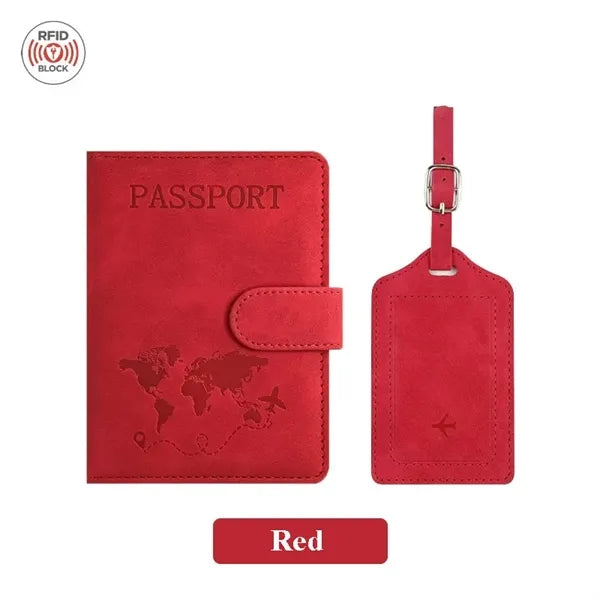 PU Anti-Magnetic Passport Holder And Luggage Tag Set