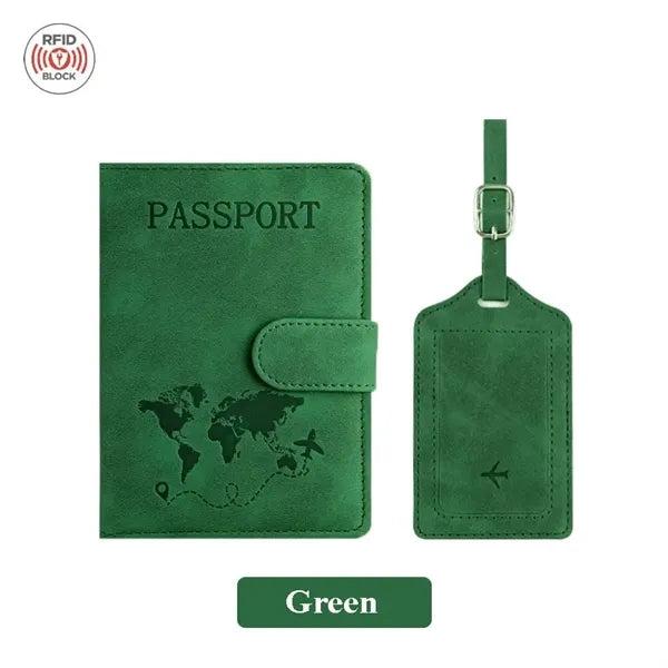 PU Anti-Magnetic Passport Holder And Luggage Tag Set