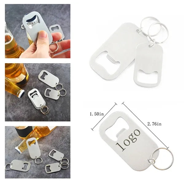 Stainless Steel Beer Keychain Dog Tag Bottle Opener