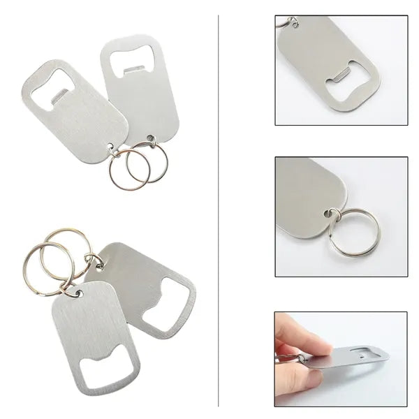 Stainless Steel Beer Keychain Dog Tag Bottle Opener
