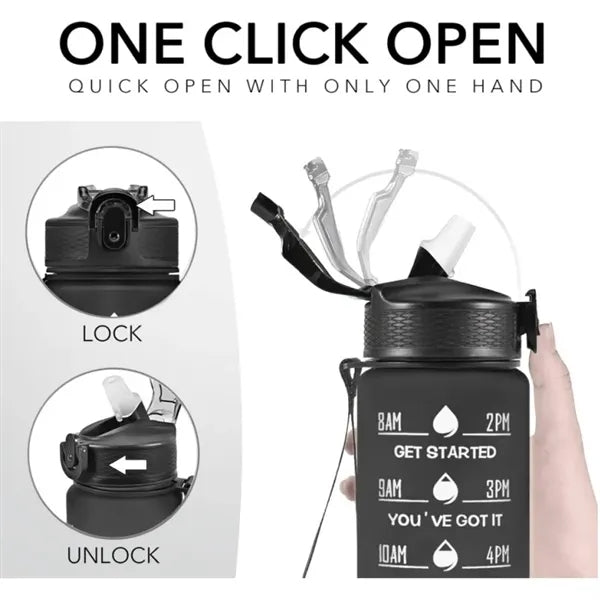 32 Oz Sports Water Bottle with Time Marker and Carry Strap