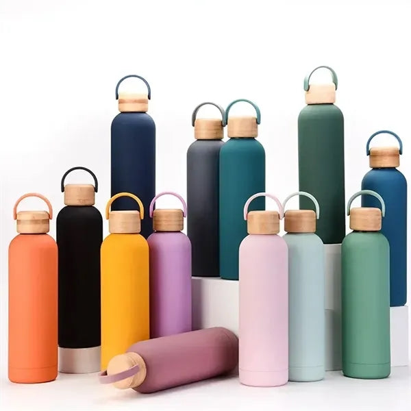 Thermos Cup With Bamboo Lid And Handle