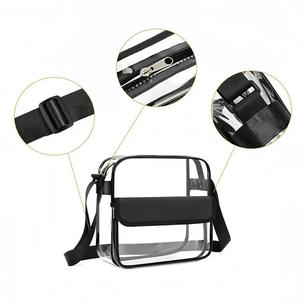 PVC Large Clear Crossbody Bag with Adjustable Strap