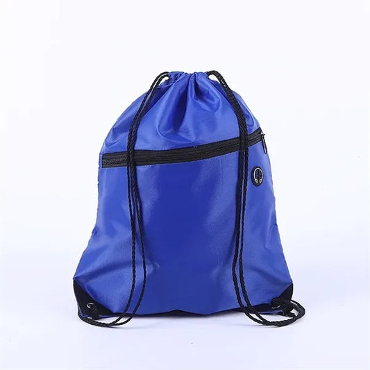 210D Polyester Drawstring Backpack With Zippered Pocket