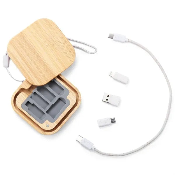 Bamboo Square Charging Cable / Accessory Kit