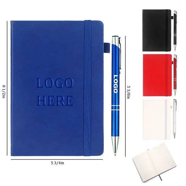 A5 Soft Cover Lined Journal With Metal Pen Set/200 Pages