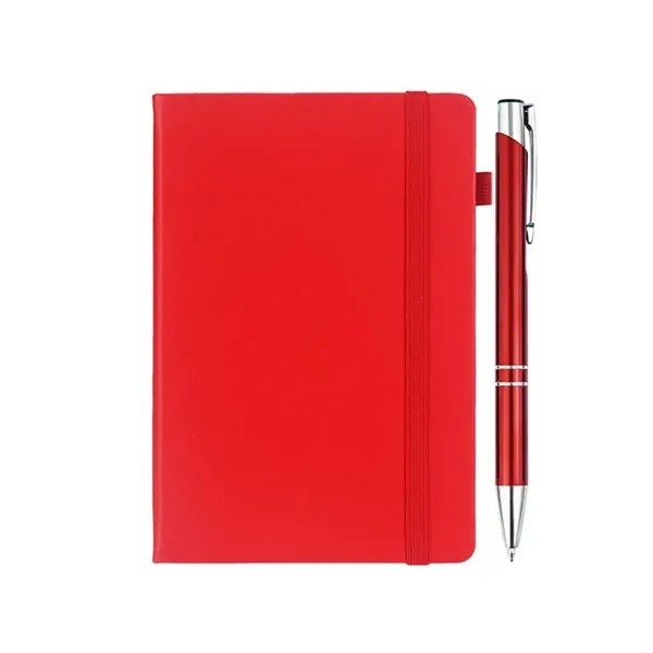 A5 Soft Cover Lined Journal With Metal Pen Set/200 Pages