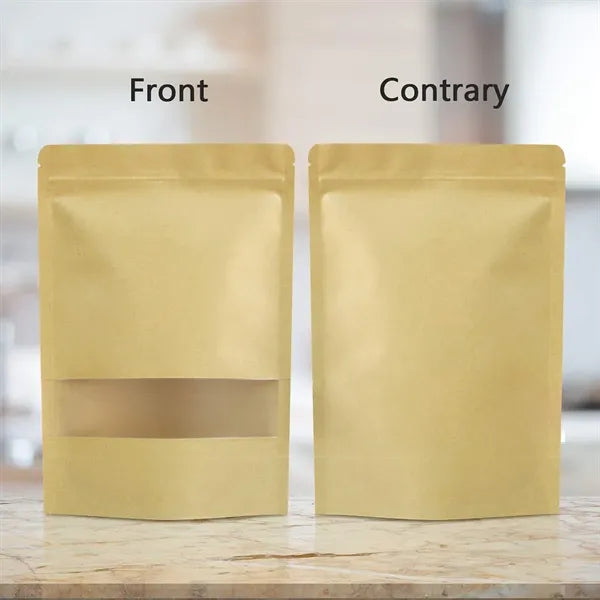 Resealable Kraft Food Bags with Window, Multiple Sizes