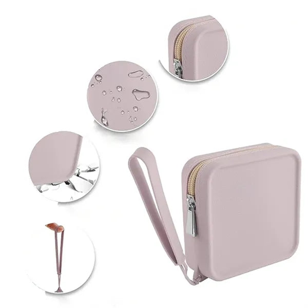 Square Makeup Brush Pouch Silicone Waterproof Storage Bag