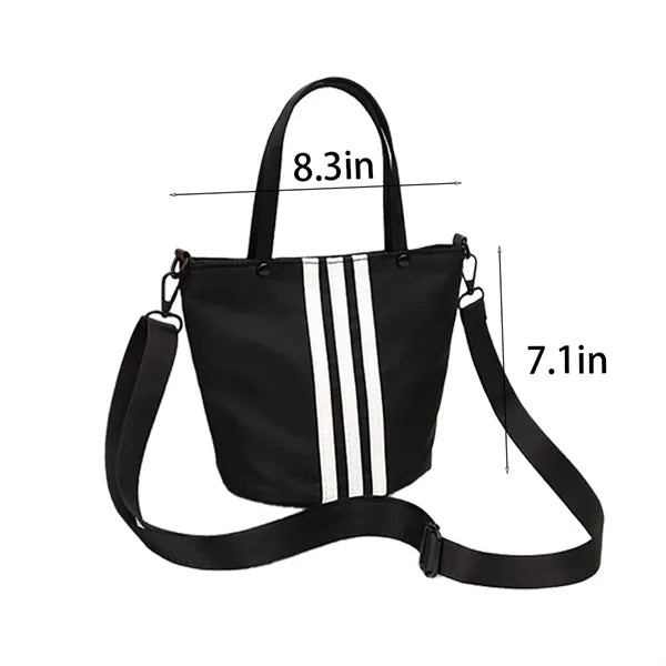 Casual Large Capacity Striped Bucket Tote Bag