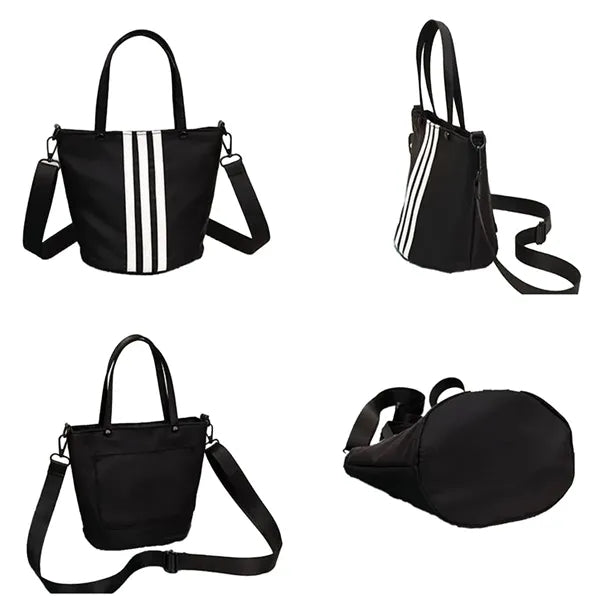 Casual Large Capacity Striped Bucket Tote Bag