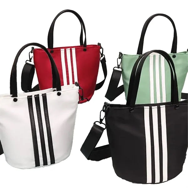 Casual Large Capacity Striped Bucket Tote Bag