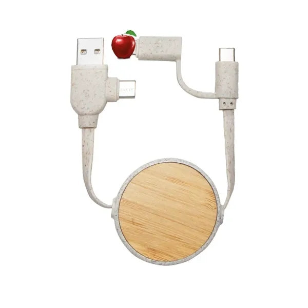 Bamboo Retractable Duo Charging Cable