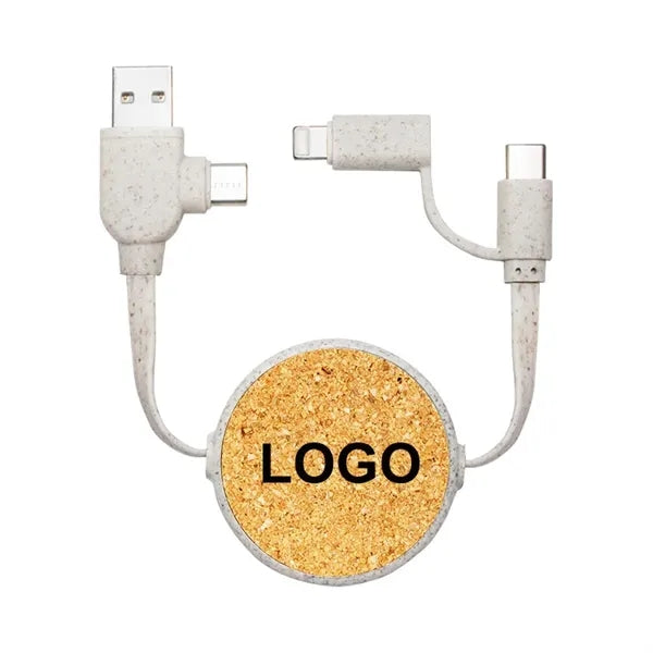 Bamboo Retractable Duo Charging Cable