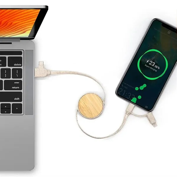 Bamboo Retractable Duo Charging Cable