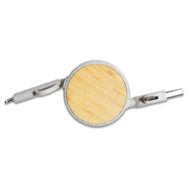 Bamboo Retractable Duo Charging Cable