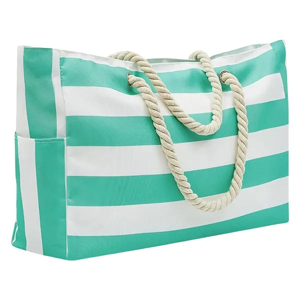 Large Striped Waterproof Beach Tote Bag