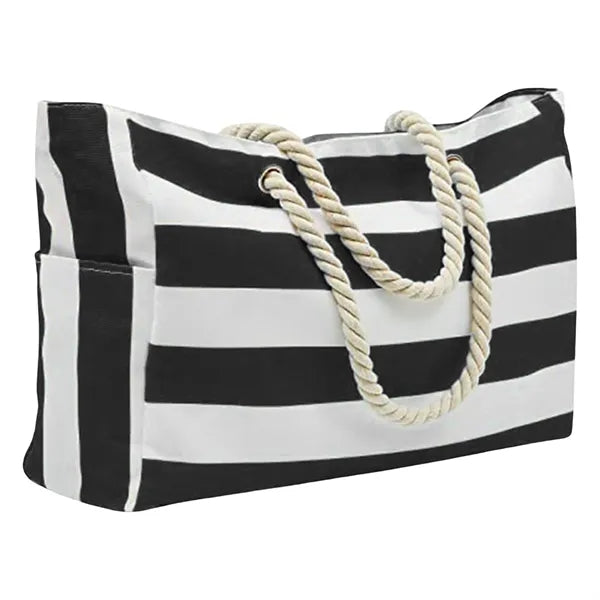 Large Striped Waterproof Beach Tote Bag