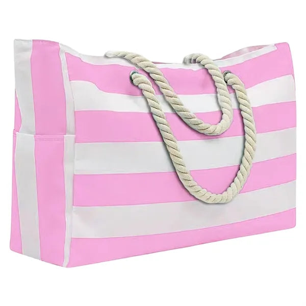 Large Striped Waterproof Beach Tote Bag
