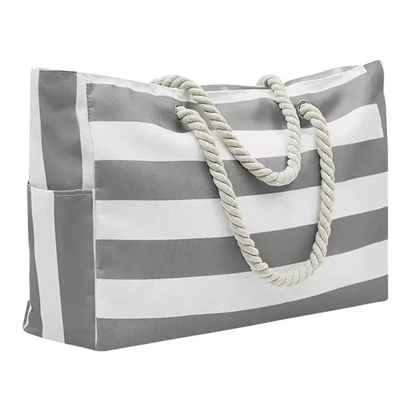 Large Striped Waterproof Beach Tote Bag