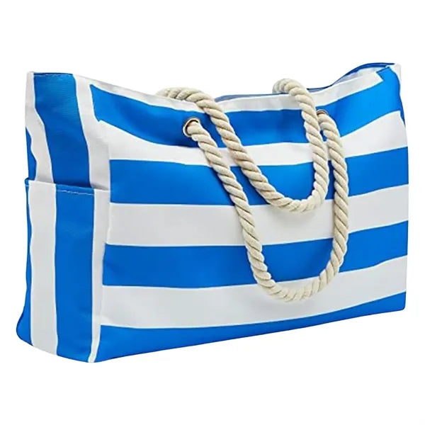 Large Striped Waterproof Beach Tote Bag