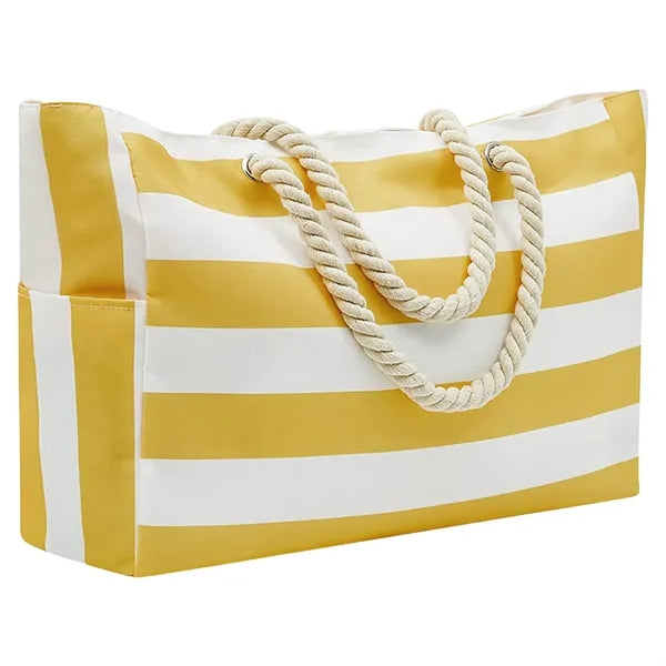 Large Striped Waterproof Beach Tote Bag