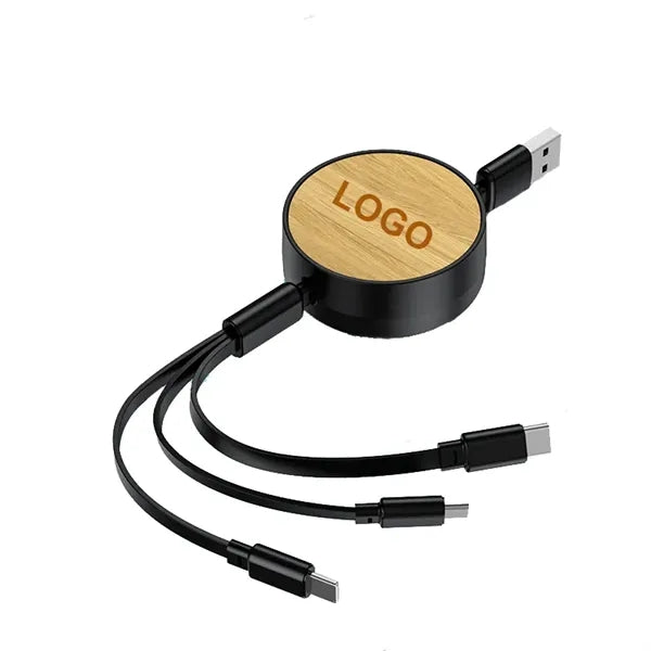 Bamboo Retractable Charging Cable
