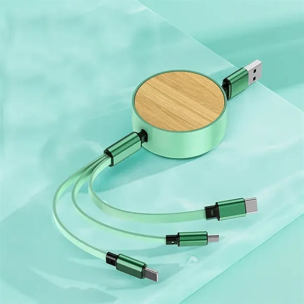 Bamboo Retractable Charging Cable
