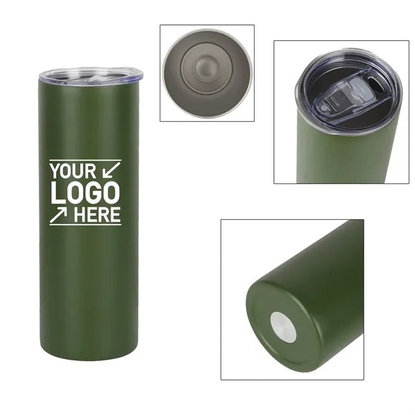 20oz Stainless Steel Straight Slim Thin Skinny Tumbler w/ S