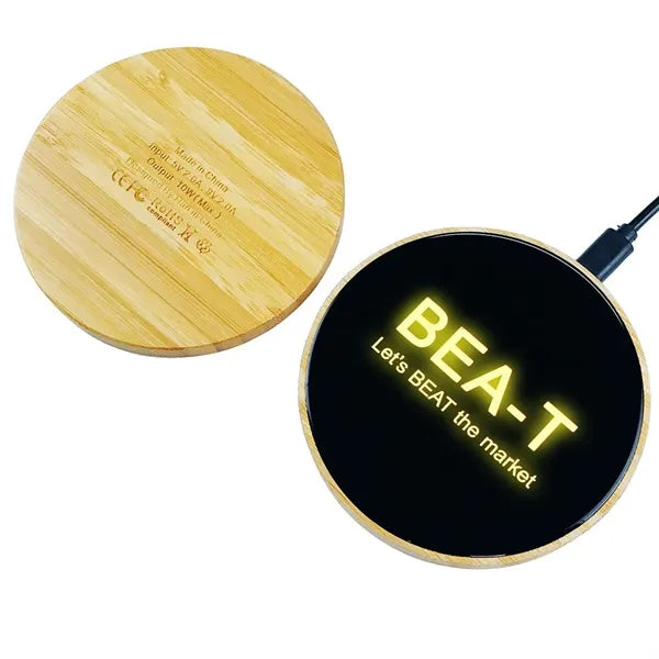 Light Up Bamboo Wireless Charger