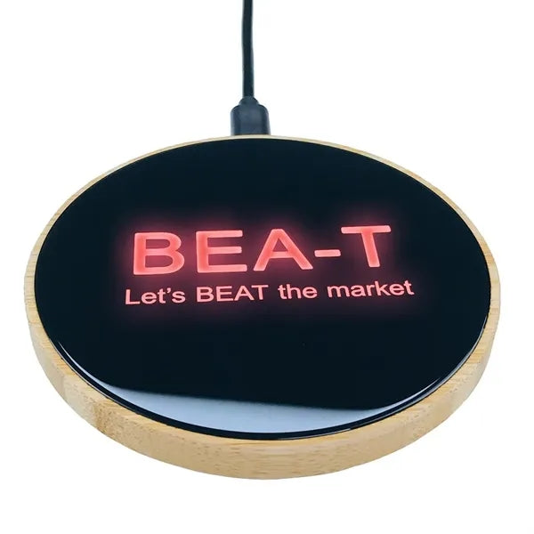 Light Up Bamboo Wireless Charger