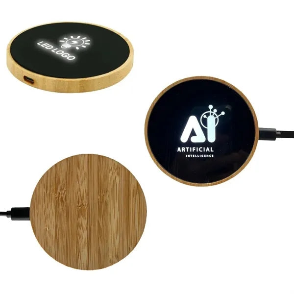 Light Up Bamboo Wireless Charger
