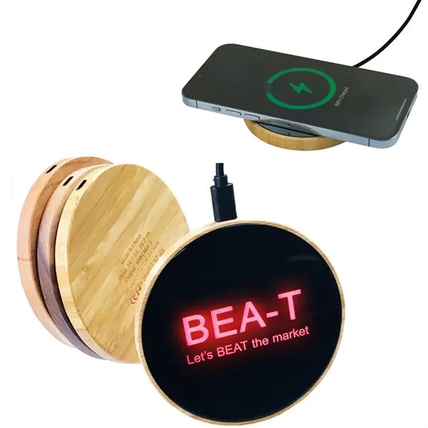 Light Up Bamboo Wireless Charger